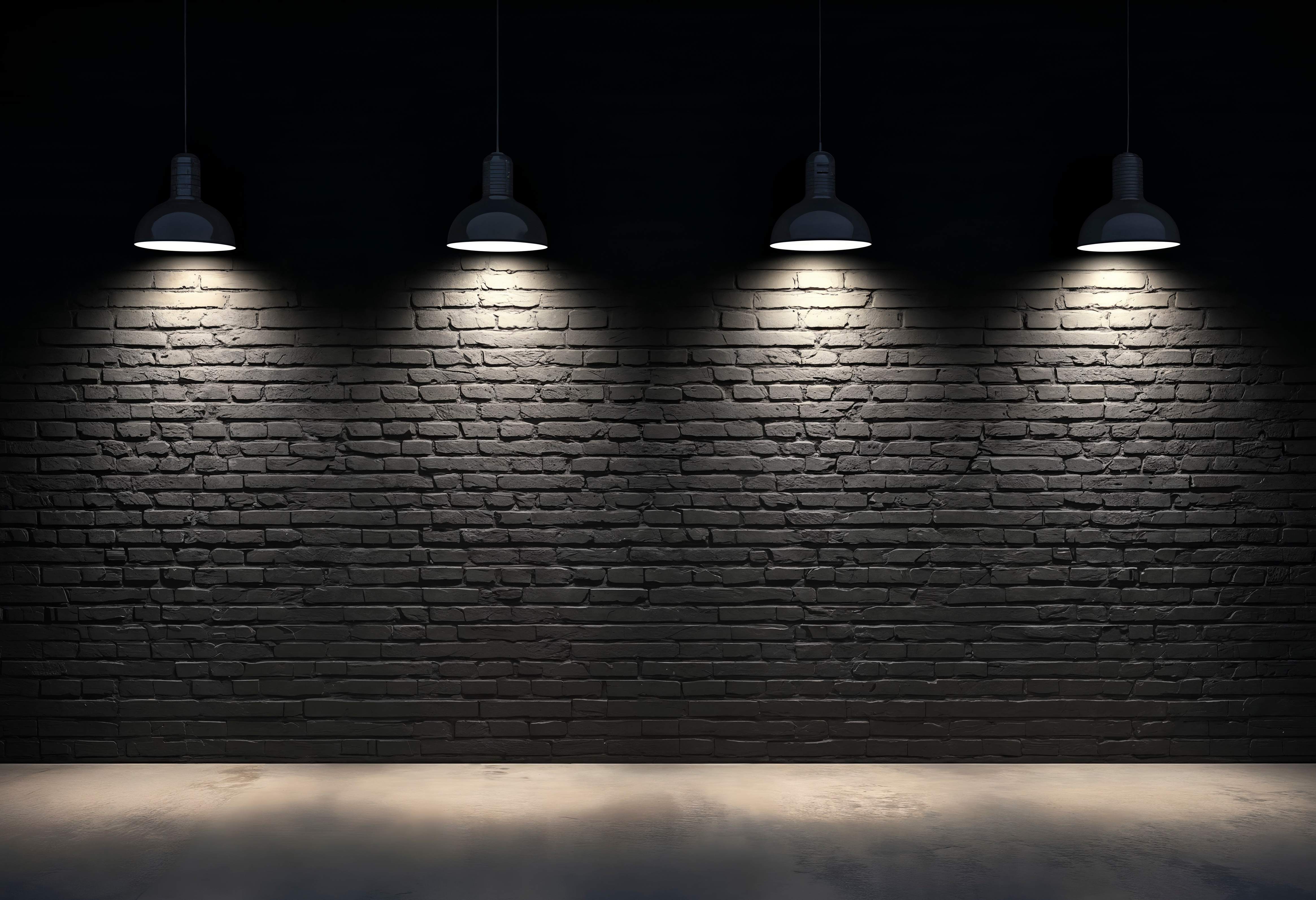 Industrial Brick Wall with Pendant Lights